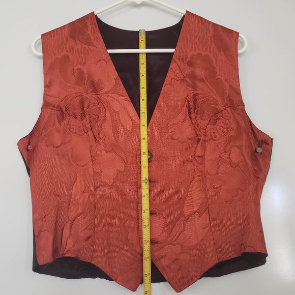 Vintage Orange silk paisley vest Women's L - Picture 2 of 6